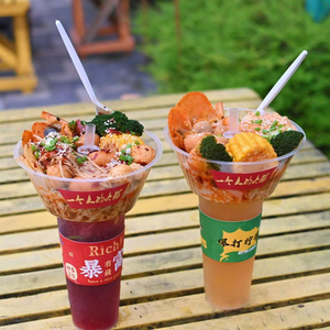 Disposable Snack <b>Drink</b> <b>Cup</b> with Straw Custom Fried Chicken Snack Bowl Hotpot <b>Cup</b> Wholesale Food Takeaway <b>Plastic</b> <b>Cup</b> with Tray - Product Image 6