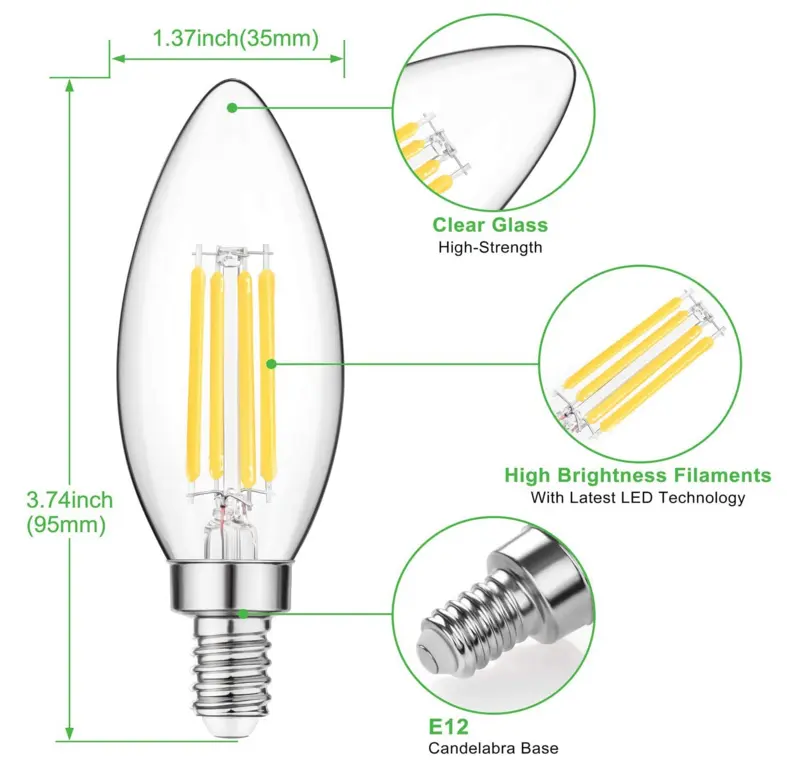 New E12 Filament Incandescent Led Lamp High Quality 120V 220V Table Lamps With Filament Bulbs