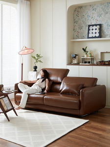 Modern Italian Genuine Leather L-Shape <b>Sofa</b> Bed 2 Seater Convertible Foldable Pull Couch Luxury Living Room <b>Sleeper</b> <b>Sofa</b> - Product Image 2