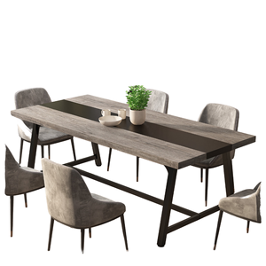 For 70.87-Inch Industrial Extendable Rectangular MDF Board Dining <b>Table</b> with Strong Metal Frame for 4-8 People Hotels - Product Image 1