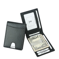 Portefeuille à pince à billets pour homme, portefeuilles fins pour poche avant, porte-cartes anti-RFID, mini portefeuille minimaliste, boîte cadeau, fibre de carbone