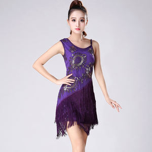 Robe de danse de compétition et d'entraînement pour femmes et filles, de haute qualité, pour les danses de salon, le tango <span class=keywords><strong>latin</strong></span>, le jazz, le samba moderne, la rumba, jupe à franges, 4 couleurs - Product Image 5