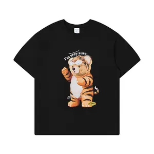 KAISORN 2024 Frühling und Sommer neu modische Marke T-Shirt Herren lockere kurze Ärmel Spaß Tiger-Element digital bedrucktes T-Shirt
