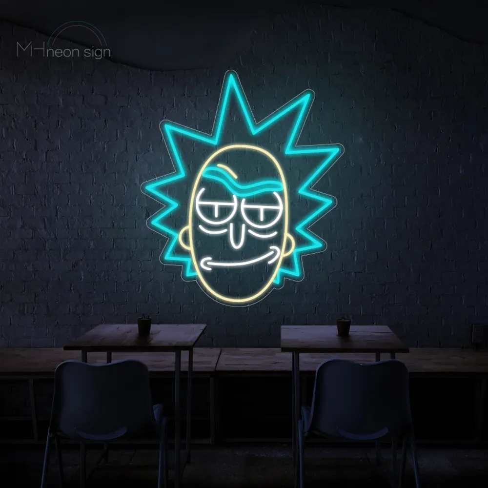 Rick et Morty-enseigne au néon LED, enseigne murale, décoration murale