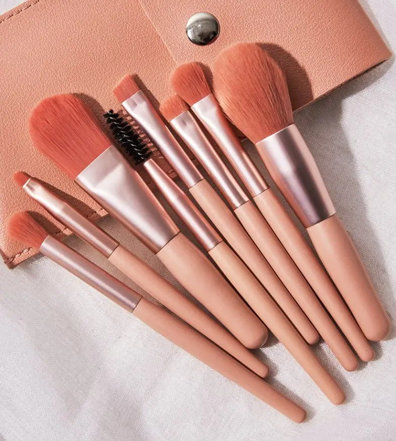 8 kits high quality makeup brush set wholesale mini portable vegan makeup brush with bag best selling pink makeup brushes