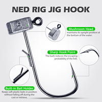 Hameçons Ned Rig Jig 20 pièces, tête champignon, support d'appât vertical, hameçon tranchant à ardillon pour la pêche de précision
