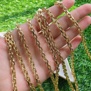 <span class=keywords><strong>Chapelet</strong></span> en laiton pour fabrication de bijoux, carré plaqué or, robuste, Hip Hop, vente en gros, - Product Image 1