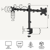 Support de bras double écran Khcoohoo en stock, en acier allié, inclinaison à 90° et rotation à 360°, réglable en hauteur, prêt à être expédié