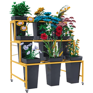 Étagère à fleurs décorative à 3 niveaux détachable, magnifique chariot à fleurs, présentoir <span class=keywords><strong>pour</strong></span> fleuriste, cadre extérieur avec 9 seaux - Product Image 6