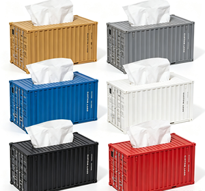 Caja de pañuelos estilo contenedor de envío para transporte de mercancías y entrega de regalos personalizados en venta - Product Image 2