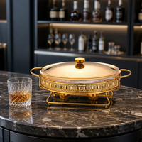 Plat de service de luxe en forme d'œuf doré, chauffe-plat 9L en acier inoxydable pour buffet, hôtel, restaurant, table, fête, traiteur
