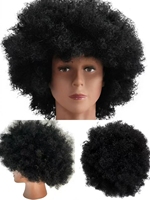 Perruque Afro Amusante Noire Frisée Courte Synthétique 100g Résistante aux Hautes Températures pour Fête et Déguisement d'Halloween