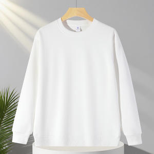 Pull à col rond pour homme en coton chinois 230g, double face, ample, oversize, uni, anti-boulochage, décontracté, respirant - Product Image 1