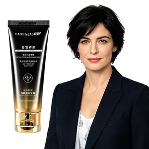 Crema <span class=keywords><strong>Colorante</strong></span> per <span class=keywords><strong>Capelli</strong></span> Neri a Base di Erbe, Senza Ammoniaca, Tinta Naturale da Bianco a Nero per Uomini e Donne, Nutriente e Duratura - Product Image 5