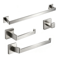 Ensemble d'accessoires de salle de bain en acier inoxydable nickel brossé à fixer au mur, 4 pièces, porte-serviettes