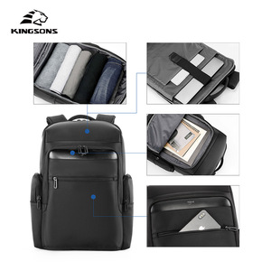 Kingsons Men's Waterproof Laptop <b>Backpack</b> Large Capacity Business Travel Black Solid Color Shoulder <b>Straps</b> Winter 2026 - Product Image 4
