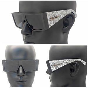 Vintros Old School Chicano Lunettes de soleil carrées surdimensionnées Rétro Hardcore Gangsta Hip Hop Street Style UV400 Cadre épais Matériel PC - Product Image 5