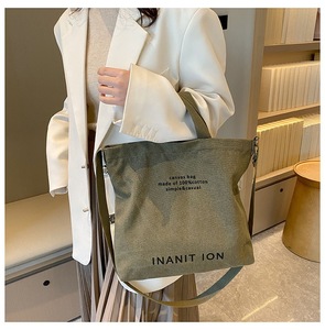 Sacs fourre-tout en toile personnalisés <span class=keywords><strong>de</strong></span> qualité supérieure avec logo imprimé pour femmes, nouveau design tendance à porter en bandoulière pour étudiants et shopping - Product Image 2