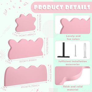 Ensemble de 3 étagères flottantes Cloud Wave-Étagères murales roses de style danois pour chambre et salle de bain - Product Image 2