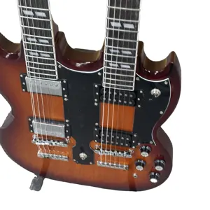 Factory Cheap Price Sunburst Double Neck 12+6 Strings Electric Guitar Fast Ship