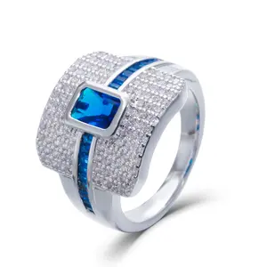 Großhandel Luxus 14 Karat vergoldet Iced Out Farbe Zirkon Pave Diamond Edelstein Ring für Frauen