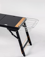 Table pliante légère moderne en aluminium noir IGT pour les activités de pique-nique de camping en plein air