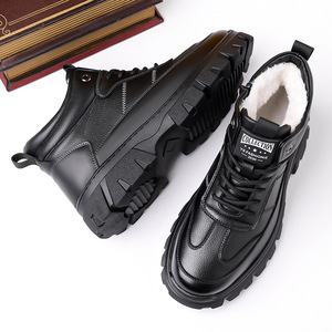 Men Winter Snow Boots <b>Ankle</b> Height Genuine Leather Plush Lining Anti Slip Rubber Outsole Round Toe Warm Outdoor Wear - Product Image 4