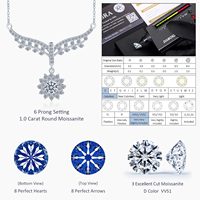 Collier pendentif en moissanite en forme d'aile d'ange, flocon de neige, argent sterling 925 plaqué rhodium, GRA pour femmes