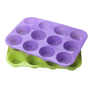 Non Stick 12 Cup Cupcake Silicone Baking Pan Silicone Muffin Mold Cake Maker