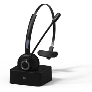 Fone de ouvido mono bt 5.0 sem fio, headset com microfone, lado único, com base carregadora magnética