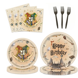 Vaisselle jetable en carton pour fête d'<span class=keywords><strong>anniversaire</strong></span> d'enfants, <span class=keywords><strong>thème</strong></span> magique sorcier, qualité alimentaire, modèle 9755 - Product Image 5
