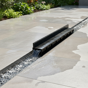 Caniveau de drainage décoratif en <span class=keywords><strong>plastique</strong></span> pour aménagement paysager et jardin, design français, grilles vertes/marron, installation facile en DIY - Product Image 1