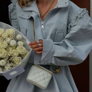 เดรสเชิ้ตยาวผู้หญิงขายส่ง OEM สีพื้น แขนยาวพอง ปกฝรั่งเศส ทรงหลวม ซิปหน้า สไตล์ลำลอง - Product Image 2