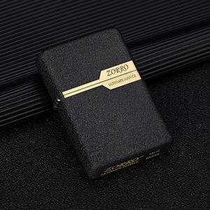 <span class=keywords><strong>Briquet</strong></span> au kérosène <span class=keywords><strong>Zorro</strong></span> avec logo, plaque en cuivre originale, dessus plat, coupe-vent, vente en gros, double tête, étiquette, mariage, anniversaire - Product Image 1