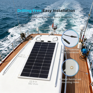 Panneau solaire flexible haute efficacité 23% 100W monocristallin étanche pliable avec chargeur / connecteur DC 20.7V pour - Product Image 4