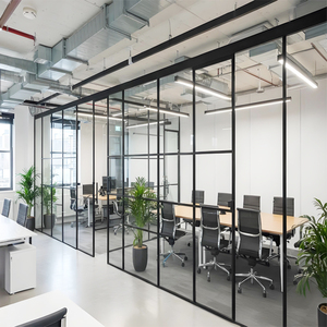 Slim Profile Black Aluminum Frame Glass <strong>Partition</strong> <strong>Wall</strong>, Modern Aesthetic for Corporate Offices Retail Stores Hospitality Venues - Product Image 3
