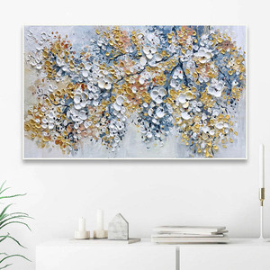 Abstract Gold Tree Flower paesaggio tela pittura a olio moderna 3D coltello floreale grande <span class=keywords><strong>Poster</strong></span> stile Texture fatto a mano <span class=keywords><strong>soggiorno</strong></span> - Product Image 1