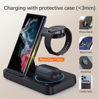 Station de charge sans fil 3 en 1 15W, support de charge rapide avec lampe de bureau et veilleuse pour Airpods, iWatch, iPhone 16, 15, 14