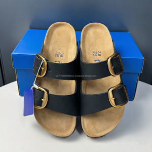 Unisex Suede Flat Double <b>Buckle</b> Ergonomic Style <b>Sandals</b> Open Toe Slip on Footwear for Casual Outdoor Wear - Product Image 3