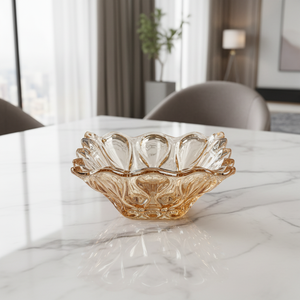 28cm ocean amber flower hollow Home Decoration Wedding crystal glass Candy Storage luxury Container Glass Candy fruit bowl - Product Image 5