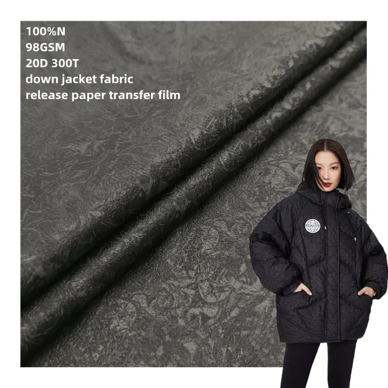ลงแจ็คเก็ตผ้า20D 300ครั้งไนลอน Ripstop ผ้า3D ดอกไม้ผลสีดำปล่อยกระดาษถ่ายโอนฟิล์มสำหรับลงเสื้อ