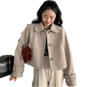 Venta al por mayor Otoño 2026 Camisa de manga larga lisa, holgada, versátil, impermeable, con cuello de muñeca, un solo botón, con logo, estilo vintage y efecto rejuvenecedor - Product Image 1