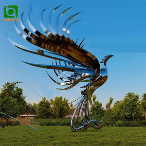 Decorazione esterna fatta a mano in metallo 304 acciaio inossidabile moderna statua astratta di Phoenix - Product Image 4