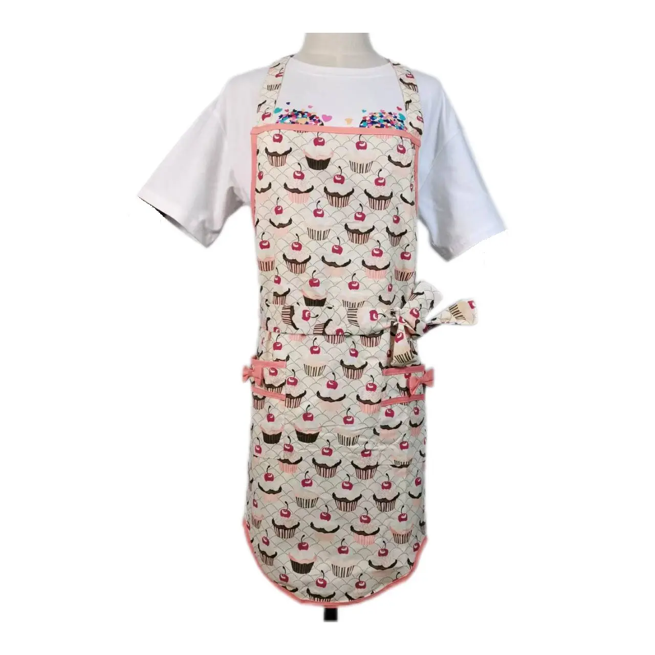 Tablier de cuisine barbecue lavable et imperméable pour femmes 2 poches Design personnalisé imprimé sans manches cuisine Chef vêtements ménages