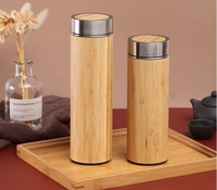 Pabrik 2026 Grosir Botol Air Ramah Lingkungan 500ML dari Bambu dan Stainless Steel dengan Tutup Bambu