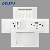 BAOBEN Enchufe de Pared de Vidrio Templado Blanco con USB Tipo C, Estándar Estadounidense, Enchufe para México y América, 118*72, Interruptor de Luz, Carga Rápida
