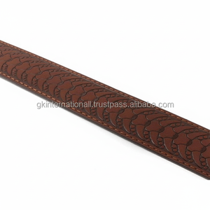 Luxury Strong Stitched Western <b>Leather</b> <b>Tooling</b> <b>Belt</b> Hand Carved Horn Embossed <b>Tooled</b> <b>Leather</b> <b>Belt</b> for Unisex Bulk Order - Product Image 1