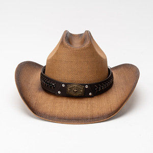 Personnalisable dégradé peinture disquette chapeaux de paille pour hommes femmes papier matériel imprimé pour l'été plage en plein air fêtes en gros - Product Image 3