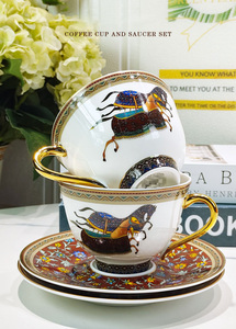 Hot Sale Nordic Luxury Small Floral Horse Pattern Porcelain <b>Tea</b> Cup Saucer <b>Set</b> - Product Image 4