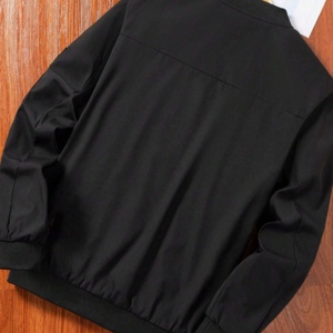 New <b>Men's</b> Black Bomber <b>Jacket</b> <b>Canvas</b> Classic Stand Collar Spring Autumn Slim Fit Design Suitable Casual Fashionable Trends - Product Image 2